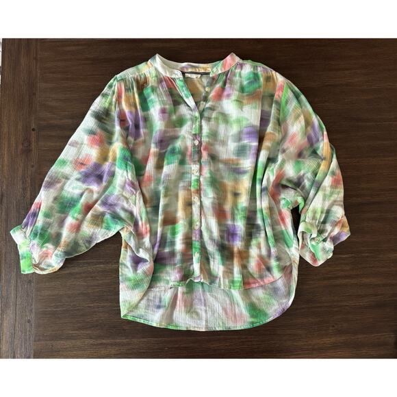Anthropologie Pilcro Top Blouse Women’s XS Watercolor The Sidney Batwing - Picture 2 of 11